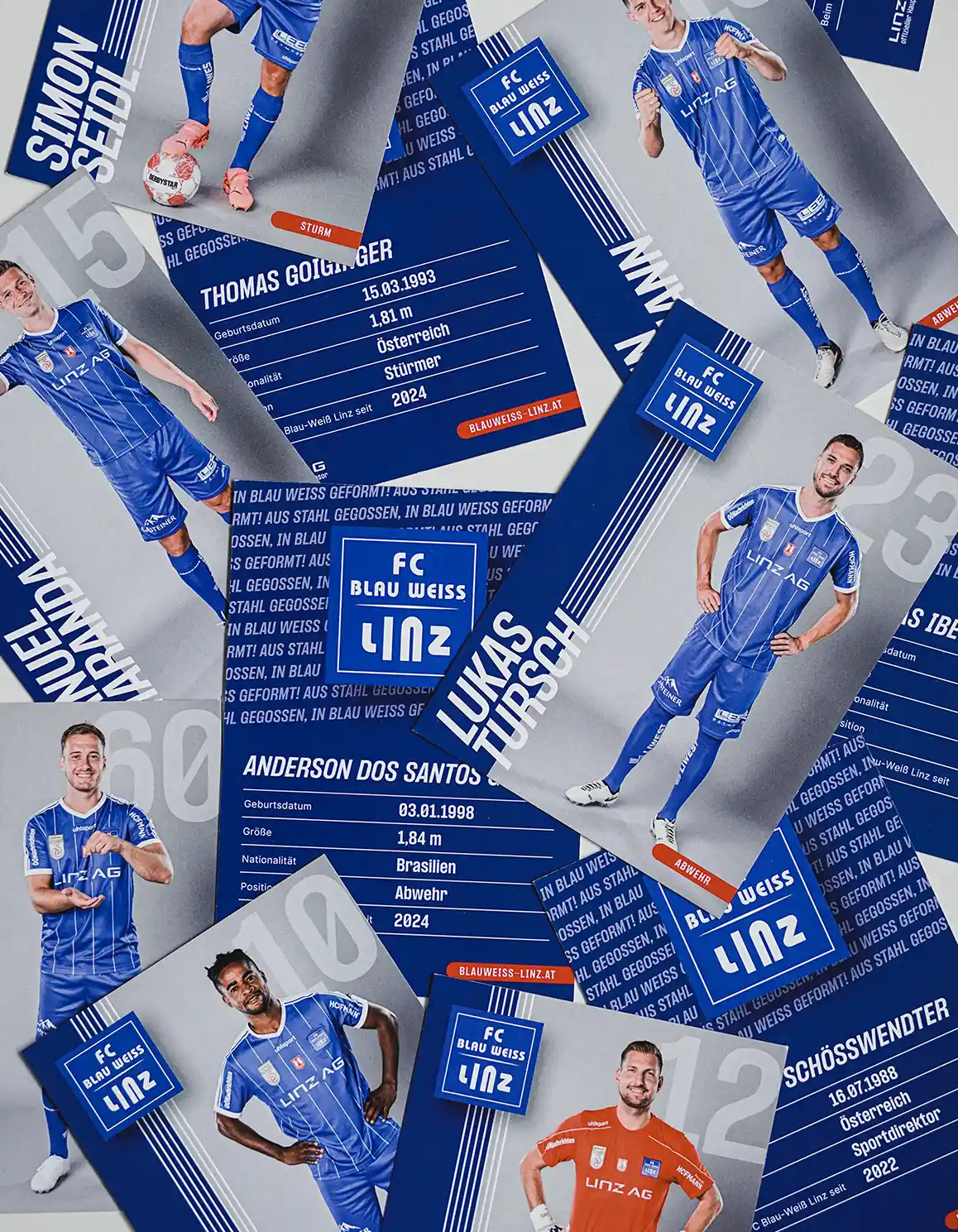 Branding Autogrammkarten für Blau Weiss Linz