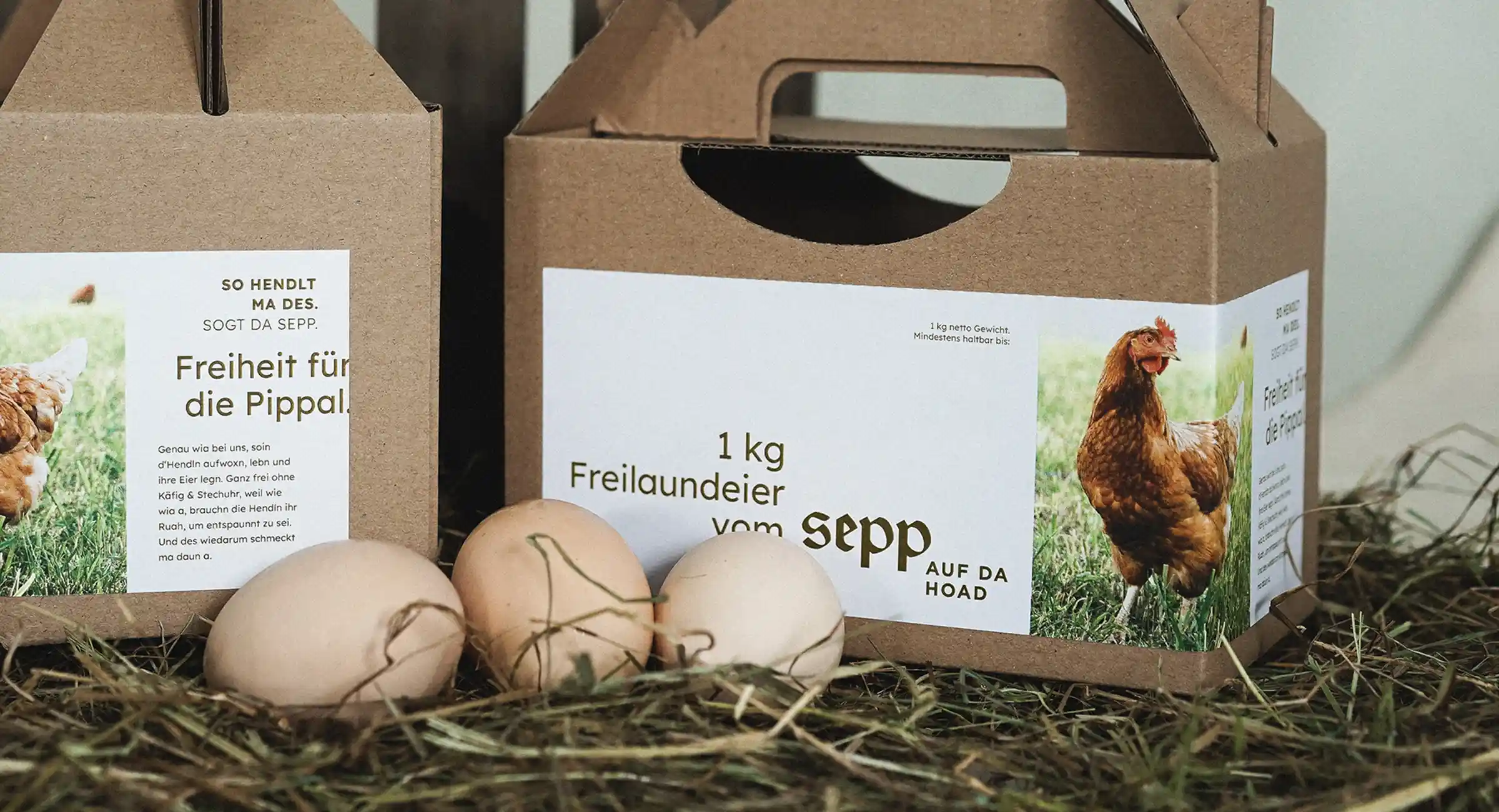 Packaging Design Eier Sepp auf da Hoad